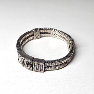Artisan Sterling Silver 925 Woven Braided Bracelet Decorative Clasp Boho Western